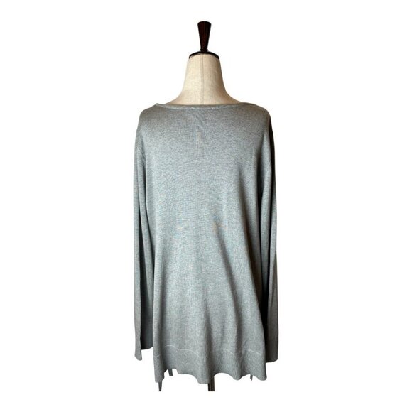 H By Halston Gray Knit Long Sleeve Round Neck Lace Up‎ Side Sweater Size L - Picture 3 of 9